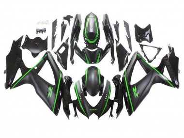 2008-2010 Suzuki GSXR 600 / GSXR 750 Motorcycle Fairings - Matte Black Green Stripe Canada for Sale