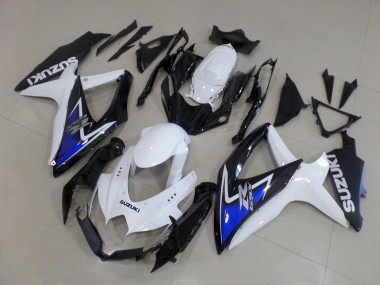 2008-2010 Suzuki GSXR 600 / GSXR 750 Motorcycle Fairings - White Blue Glossy Black Canada for Sale