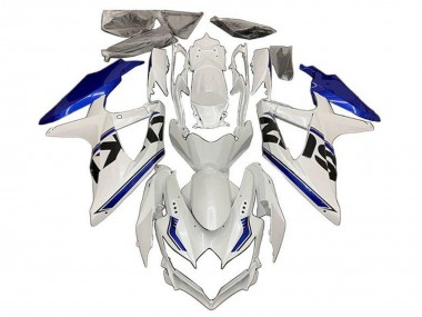 2008-2010 Suzuki GSXR 600 / GSXR 750 Motorcycle Fairings - White Blue Black Stripe Canada for Sale