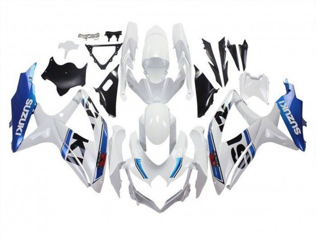 2008-2010 Suzuki GSXR 600 / GSXR 750 Motorcycle Fairings - White Blue Stripe Canada for Sale