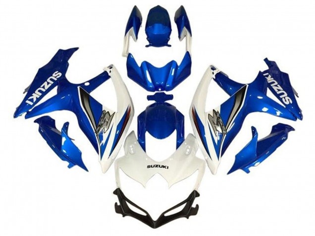 2008-2010 Suzuki GSXR 600 / GSXR 750 Motorcycle Fairings - White Blue Silver Canada for Sale