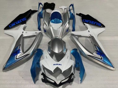 2008-2010 Suzuki GSXR 600 / GSXR 750 Motorcycle Fairings - White Silver Light Blue Black Canada for Sale