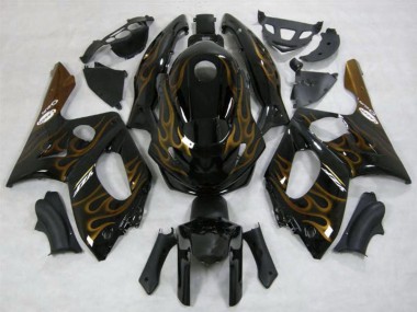 1996-2007 Yamaha YZF600R Thundercat Motorcycle Fairings - Black Dark Gold Flame Canada for Sale