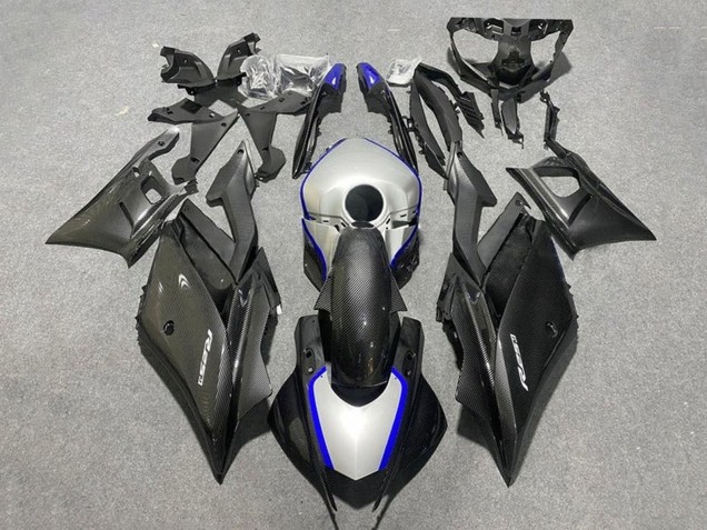 2019-2021 Yamaha YZF R3/R25 Motorcycle Fairings - Black Carbon Fiber Style Silver Blue Canada for Sale
