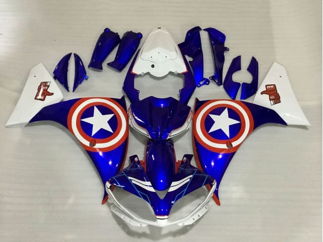 2009-2011 Yamaha YZF 1000 R1 Motorcycle Fairings - Blue White Red Star Captain America Canada for Sale