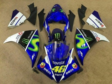 2009-2011 Yamaha YZF 1000 R1 Motorcycle Fairings - Blue White Black Green MoviStar Monster Canada for Sale