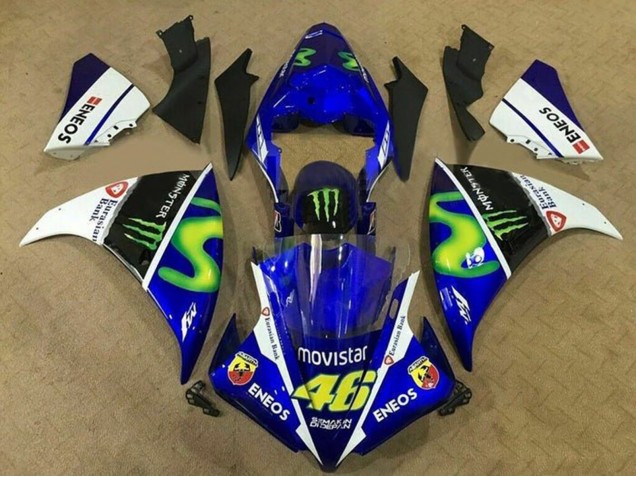 2012-2014 Yamaha YZF 1000 R1 Motorcycle Fairings - Blue White Black Green MoviStar Monster ENEOS Canada for Sale