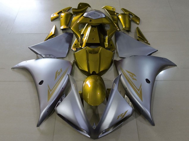 2012-2014 Yamaha YZF 1000 R1 Motorcycle Fairings - Matte Silver Gold Canada for Sale