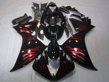 2012-2014 Yamaha YZF 1000 R1 Motorcycle Fairings - Glossy Black Red Flame Canada for Sale