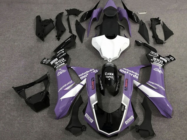 2015-2019 Yamaha YZF 1000 R1 Motorcycle Fairings - Purple White Glossy Black Motul SAM Canada for Sale