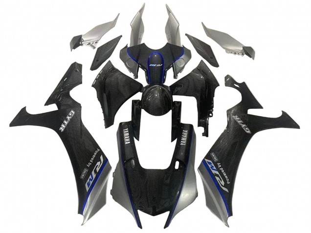 2020-2025 Yamaha YZF 1000 R1 Motorcycle Fairings - Faux Carbon Fiber Silver Blue Canada for Sale
