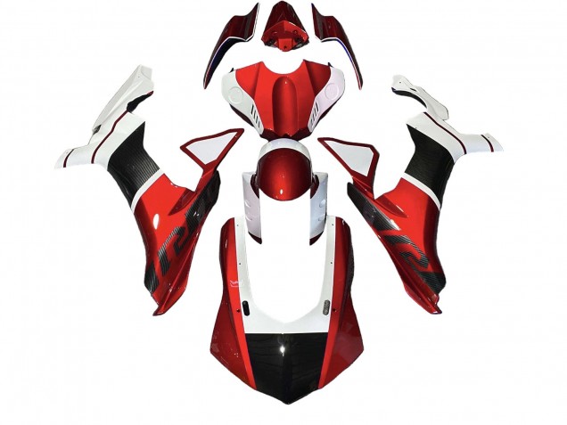 2020-2025 Yamaha YZF 1000 R1 Motorcycle Fairings - White Red Faux Carbon Fiber Canada for Sale