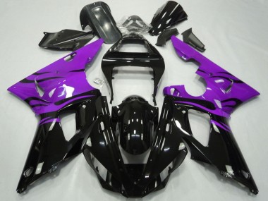 2000-2001 Yamaha YZF 1000 R1 Motorcycle Fairings - Purple Glossy Black Flame Canada for Sale