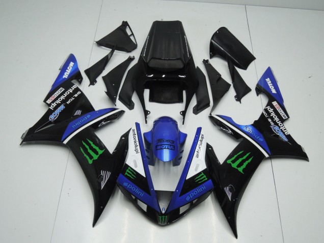 2002-2003 Yamaha YZF 1000 R1 Motorcycle Fairings - Blue White Black Green Motul Green Monster Canada for Sale