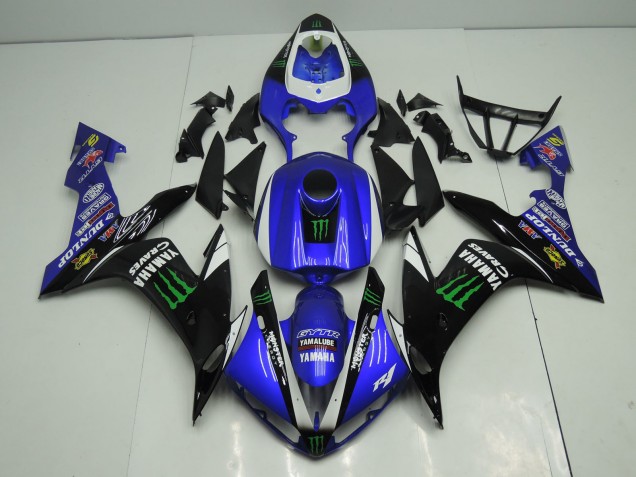 2004-2006 Yamaha YZF 1000 R1 Motorcycle Fairings - Blue White Black Green Monster Energy Canada for Sale