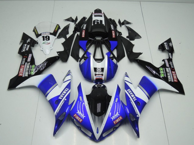 2004-2006 Yamaha YZF 1000 R1 Motorcycle Fairings - Blue White Black Fimer Yamalube Canada for Sale