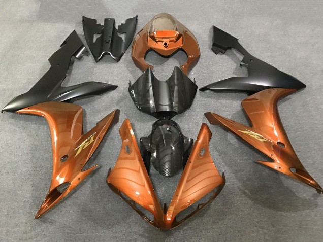 2004-2006 Yamaha YZF 1000 R1 Motorcycle Fairings - Orange Faux Carbon Fiber Matte Black Canada for Sale