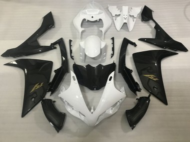 2007-2008 Yamaha YZF 1000 R1 Motorcycle Fairings - White Faux Carbon Fiber Gold Decal Canada for Sale