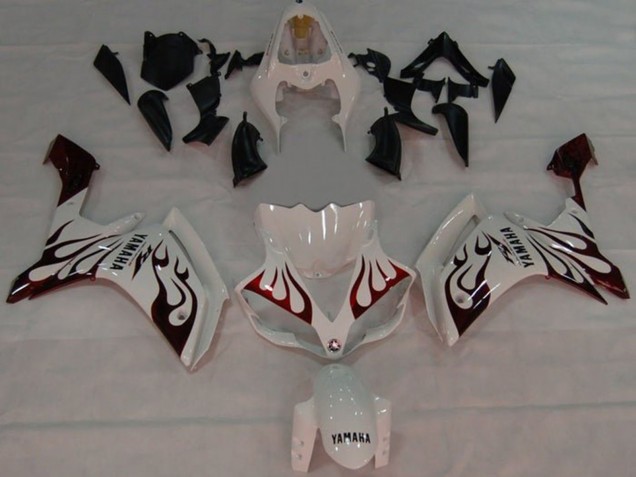 2007-2008 Yamaha YZF 1000 R1 Motorcycle Fairings - White Red Black Flame Canada for Sale