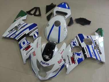 2004-2005 Suzuki GSXR 600 / GSXR 750 Motorcycle Fairings - White Blue Black Green Tyco Canada for Sale