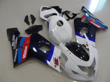 2004-2005 Suzuki GSXR 600 / GSXR 750 Motorcycle Fairings - White Blue Red Black Motul Canada for Sale