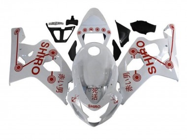 2004-2005 Suzuki GSXR 600 / GSXR 750 Motorcycle Fairings - White Red Shiro Canada for Sale