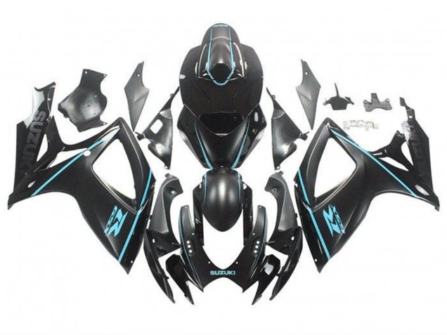 2006-2007 Suzuki GSXR 600 / GSXR 750 Motorcycle Fairings - Matte Black Turquoise Blue Canada for Sale