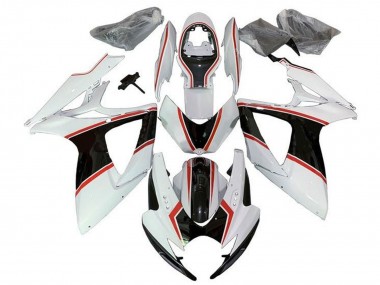 2006-2007 Suzuki GSXR 600 / GSXR 750 Motorcycle Fairings - White Orange Black Pinstripe Canada for Sale