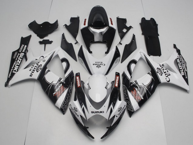 2006-2007 Suzuki GSXR 600 / GSXR 750 Motorcycle Fairings - White Black Red Corona Extra Motul Alstare Canada for Sale