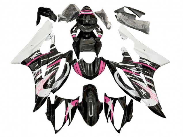 2006-2007 Yamaha YZF R6 Motorcycle Fairings - White Pink Black Star Flame Canada for Sale