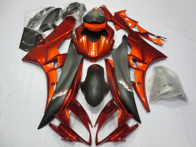 2006-2007 Yamaha YZF R6 Motorcycle Fairings - Orange Matte Black Canada for Sale