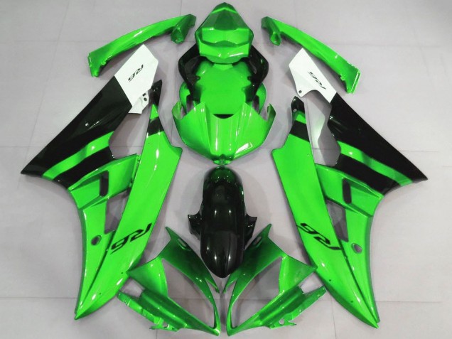 2006-2007 Yamaha YZF R6 Motorcycle Fairings - White Green Glossy Black Canada for Sale