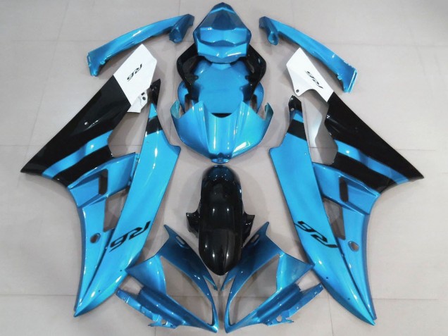 2006-2007 Yamaha YZF R6 Motorcycle Fairings - White Light Blue Black Canada for Sale
