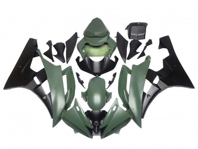 2006-2007 Yamaha YZF R6 Motorcycle Fairings - Army Green Matte Black Canada for Sale