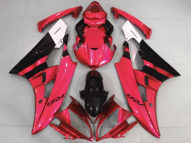 2006-2007 Yamaha YZF R6 Motorcycle Fairings - White Red Glossy Black Canada for Sale