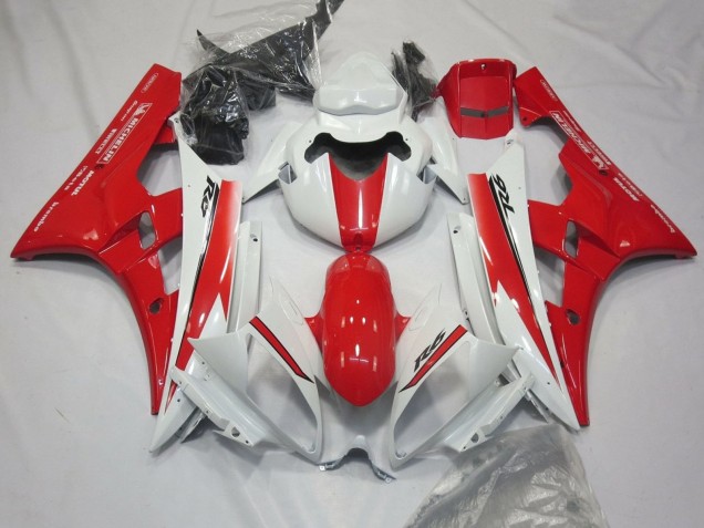 2006-2007 Yamaha YZF R6 Motorcycle Fairings - White Red Motul Michelin Canada for Sale