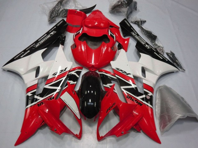 2006-2007 Yamaha YZF R6 Motorcycle Fairings - Red White Glossy Black Michelin Motul Canada for Sale