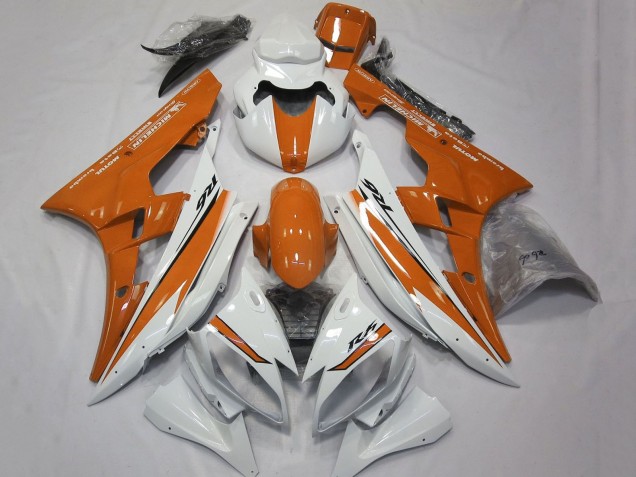 2006-2007 Yamaha YZF R6 Motorcycle Fairings - White Orange Canada for Sale