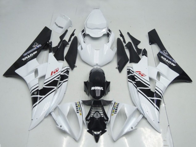 2006-2007 Yamaha YZF R6 Motorcycle Fairings - White Glossy Black Motul Michelin Canada for Sale