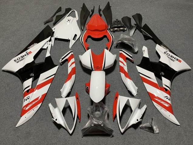 2006-2007 Yamaha YZF R6 Motorcycle Fairings - White Orange Glossy Black Stripe Canada for Sale