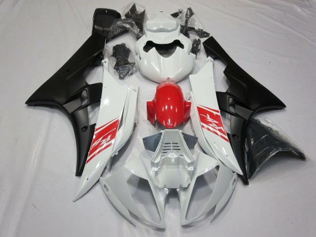 2006-2007 Yamaha YZF R6 Motorcycle Fairings - White Red Matte Black Canada for Sale