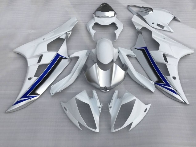 2006-2007 Yamaha YZF R6 Motorcycle Fairings - White Silver Blue Black Canada for Sale