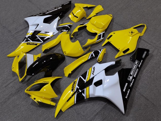 2006-2007 Yamaha YZF R6 Motorcycle Fairings - Yellow White Glossy Black Motul Michelin Canada for Sale