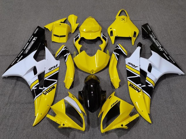 2006-2007 Yamaha YZF R6 Motorcycle Fairings - Yellow White Glossy Black Motul Michelin Canada for Sale