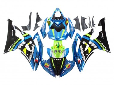 2008-2016 Yamaha YZF R6 Motorcycle Fairings - Blue Green Glossy Black Shark Canada for Sale