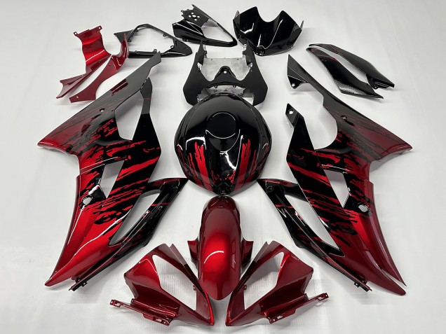 2008-2016 Yamaha YZF R6 Motorcycle Fairings - Red Glossy Black Fade Canada for Sale