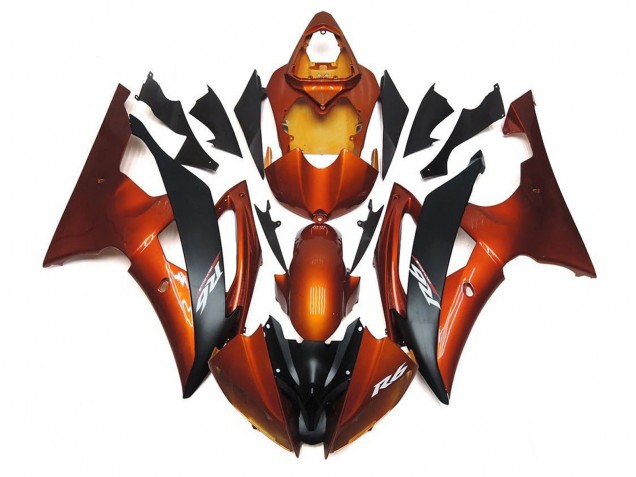 2008-2016 Yamaha YZF R6 Motorcycle Fairings - Orange Matte Black Canada for Sale