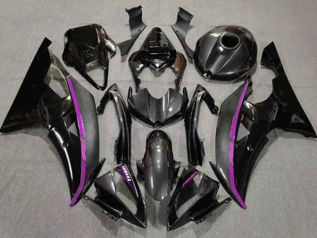 2008-2016 Yamaha YZF R6 Motorcycle Fairings - Black Carbon Fiber Style Purple Canada for Sale