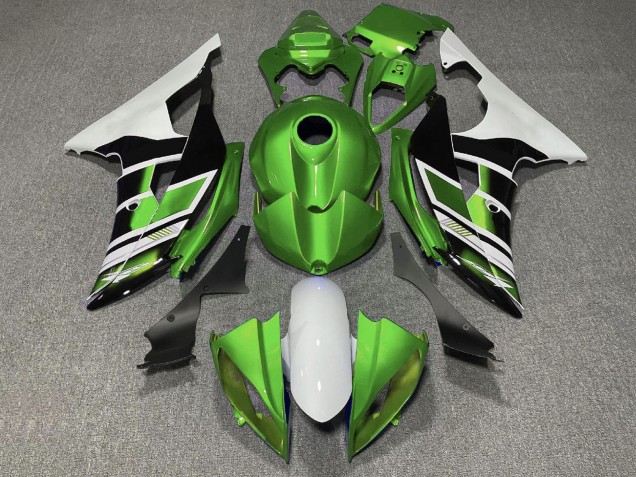 2008-2016 Yamaha YZF R6 Motorcycle Fairings - White Green Glossy Black Stripe Canada for Sale