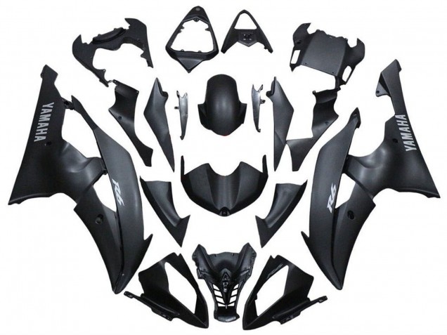 2008-2016 Yamaha YZF R6 Motorcycle Fairings - Matte Black Silver Decals Canada for Sale